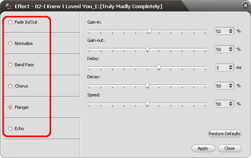 ImTOO Audio Converter Pro - Edit audio effects