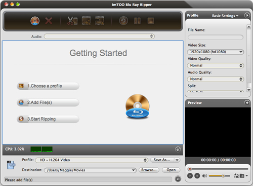 ImTOO Blu Ray Converter for Mac Guide - Interface