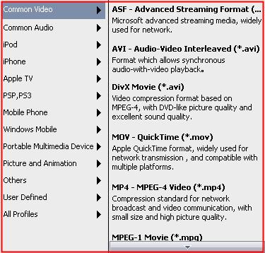 Convert DVD to MOV - profile