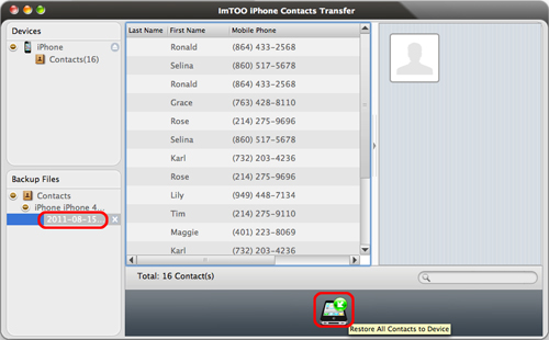 ImTOO iPhone Contacts Transfer for Mac Guide - Restore iPhone contacts